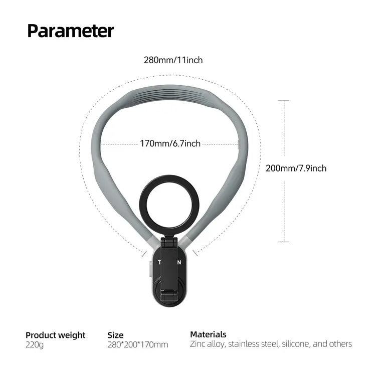 TELESIN Silicone Neck Mount Magnetic Selfie Stick Phone Neck Holder(Gray) - free shipping - PMC TechLife - Order now!