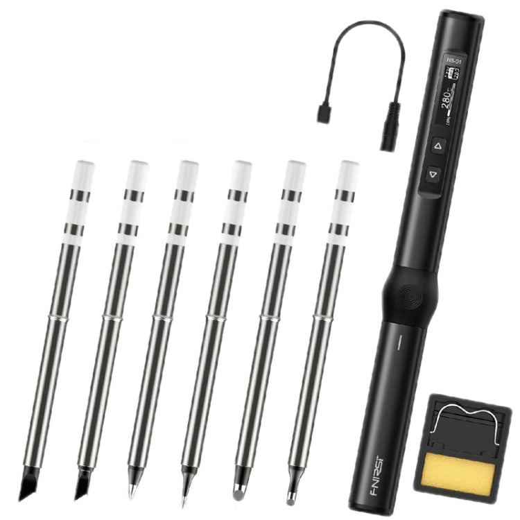 FNIRSI 9pcs/ Set Mini Soldering Station Digital Display Constant Temperature Smart Soldering Iron, Color: Black Standard 6 Heads - Electric Soldering Iron by FNIRSI | Online Shopping South Africa | PMC Jewellery | Buy Now Pay Later Mobicred