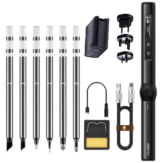 FNIRSI 14pcs/ Set Mini Soldering Station Digital Display Constant Temperature Smart Soldering Iron, Color: Black 6 Head With Power Supply - Electric Soldering Iron by FNIRSI | Online Shopping South Africa | PMC Jewellery | Buy Now Pay Later Mobicred