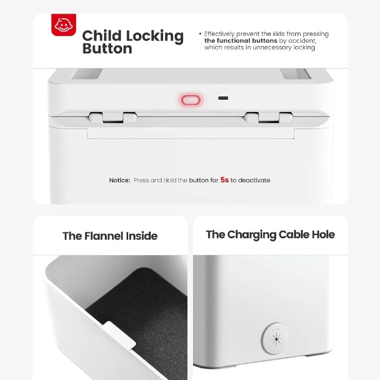 Vaydeer Metal Timed Self-Control Phone Lock Box With Child Lock And LED Display, Spec: Small White - free shipping - PMC TechLife - Order now!