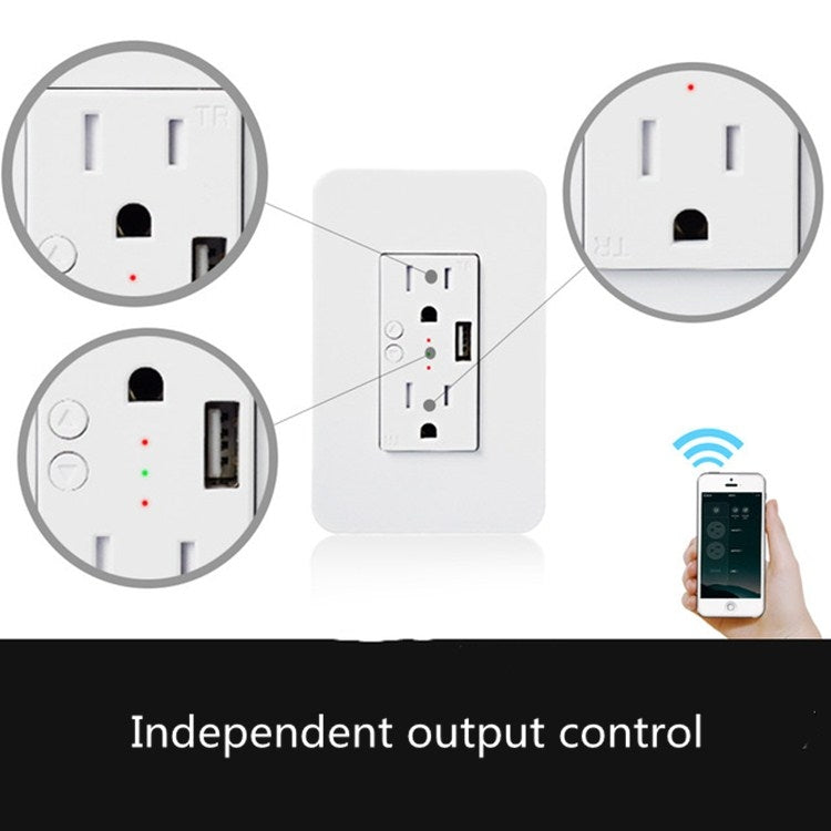 Smart Wall Socket 120 Type WIFI Remote Control Voice Control With USB Socket, Model:American Wall Socket - Smart Socket by PMC Jewellery | Online Shopping South Africa | PMC Jewellery