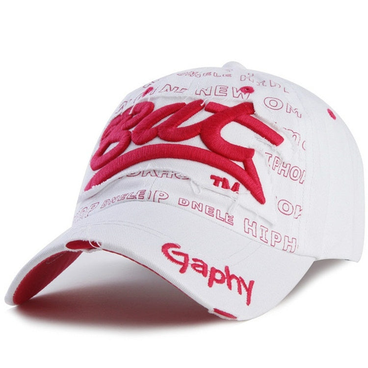 Embroidery Letter Pattern Adjustable Curved Eaves Baseball Cap, Head Circumference: 54-62cm(white red) - Peaked Cap by PMC Jewellery | Online Shopping South Africa | PMC Jewellery