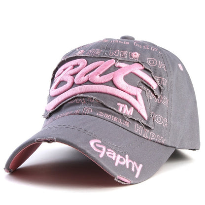 Embroidery Letter Pattern Adjustable Curved Eaves Baseball Cap, Head Circumference: 54-62cm(gray pink) - Peaked Cap by PMC Jewellery | Online Shopping South Africa | PMC Jewellery