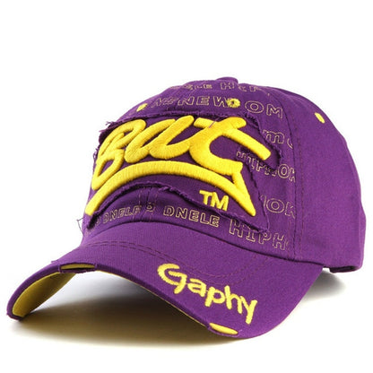 Embroidery Letter Pattern Adjustable Curved Eaves Baseball Cap, Head Circumference: 54-62cm(purple yellow) - Peaked Cap by PMC Jewellery | Online Shopping South Africa | PMC Jewellery