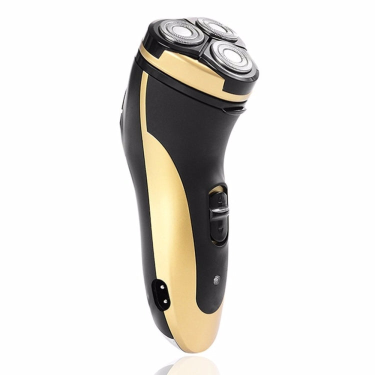 3 Blades Rotating Electric Shavers Men Rechargeable Razor with LED Lighting Function(Gold) - Electric Shavers by PMC Jewellery | Online Shopping South Africa | PMC Jewellery