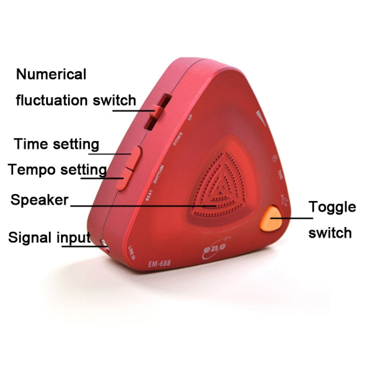 ENO EM-688 Electronic Vocal Rechargeable Metronome For Piano/Guitar/Drum/Guzheng/Violin(Red) - Stringed Instruments by PMC Jewellery | Online Shopping South Africa | PMC Jewellery