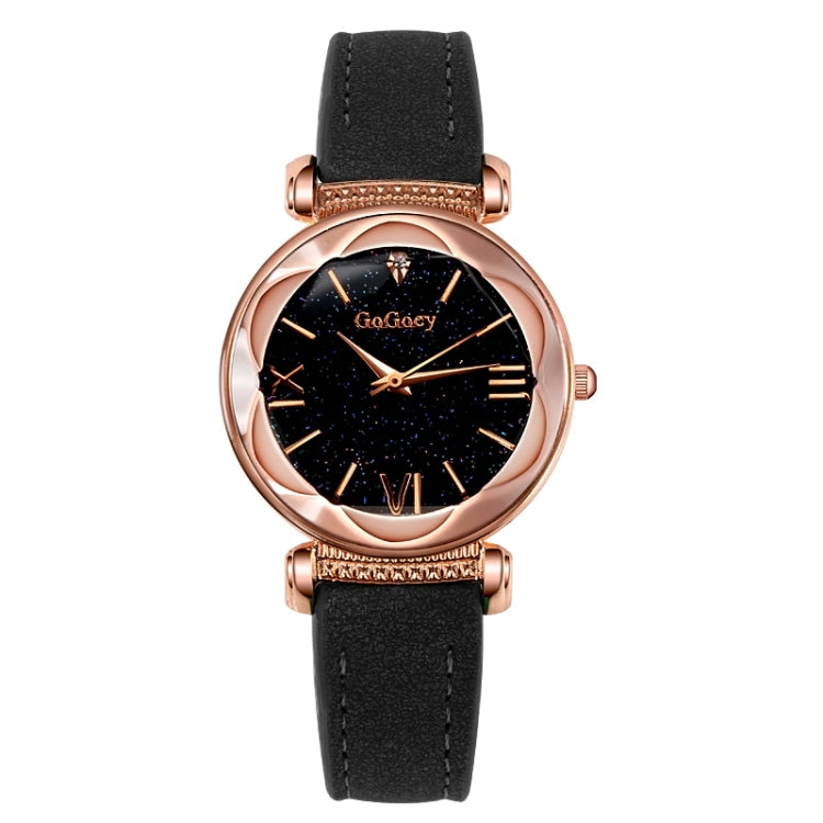 Gogoey Ladies Starry Sky Leather Belt Watch(Black) - Leather Strap Watches by Gogoey | Online Shopping South Africa | PMC Jewellery | Buy Now Pay Later Mobicred