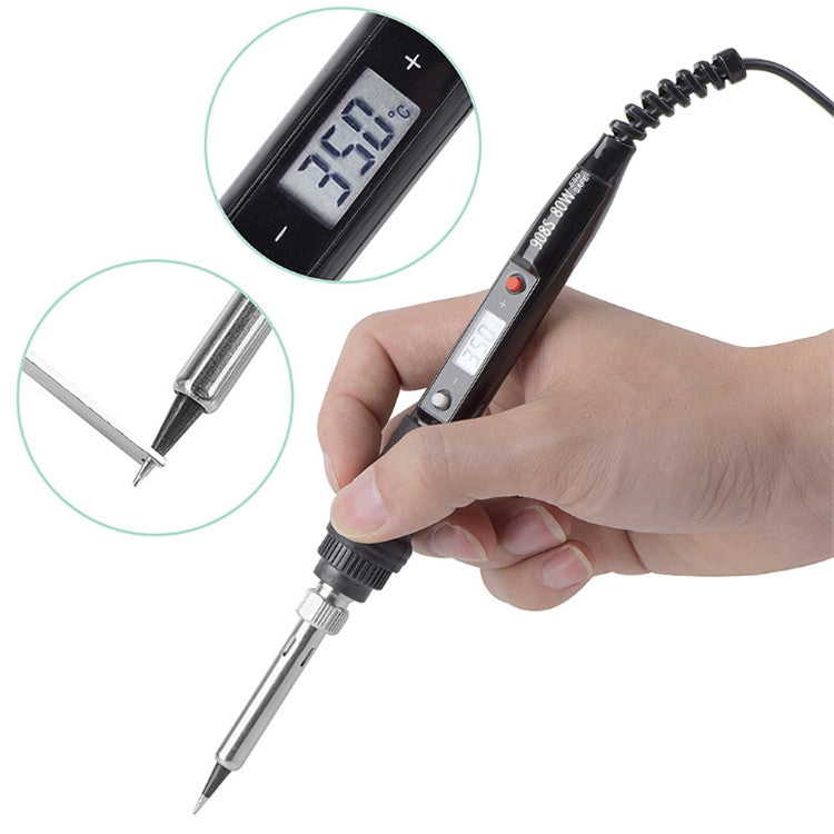 908S 80W LCD Thermostat Soldering Iron Constant Temperature Soldering Iron, Plug Type:US Plug(Black) - free shipping - PMC TechLife - Order now!