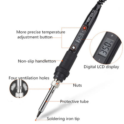 908S 80W LCD Thermostat Soldering Iron Constant Temperature Soldering Iron, Plug Type:US Plug(Black) - Electric Soldering Iron by PMC Jewellery | Online Shopping South Africa | PMC Jewellery