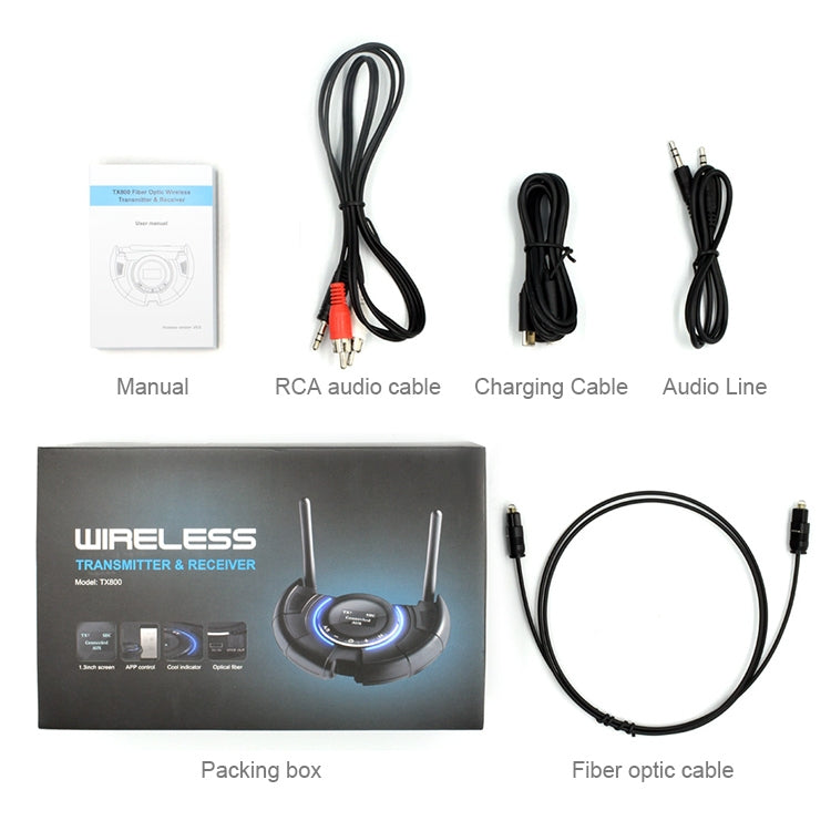 TX800 Optical Fiber Bluetooth 5.0 Transmitter Receiver Audio Adapter with Dual Antennas & OLED Display - Audio Receiver Transmitter by PMC TechLife | Online Shopping South Africa | PMC TechLife