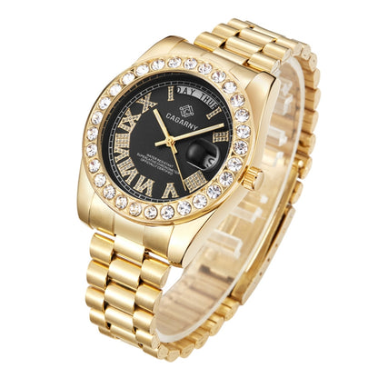 CAGARNY 6866 Fashion Life Waterproof Gold Steel Band Quartz Watch (Black) - Metal Strap Watches by CAGARNY | Online Shopping South Africa | PMC Jewellery | Buy Now Pay Later Mobicred