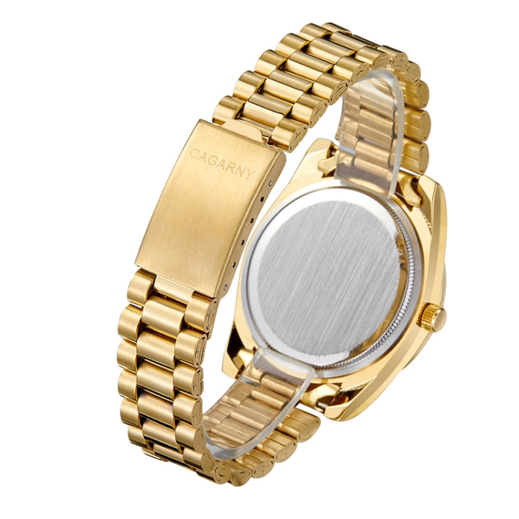 CAGARNY 6866 Fashion Life Waterproof Gold Steel Band Quartz Watch (Black) - Metal Strap Watches by CAGARNY | Online Shopping South Africa | PMC Jewellery | Buy Now Pay Later Mobicred