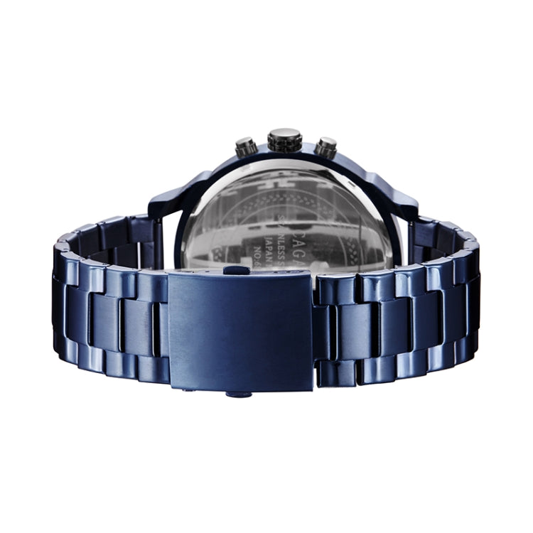 CAGARNY 6820 Large Dial Calendar Display Stainless Steel Band Quartz Dual Movement Watch For Men(Blue) - Metal Strap Watches by CAGARNY | Online Shopping South Africa | PMC Jewellery | Buy Now Pay Later Mobicred