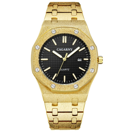 CAGARNY 6885 Octagonal Dial Quartz Dual Movement Watch Men Stainless Steel Strap Watch(Gold Shell Black Dial) - Metal Strap Watches by CAGARNY | Online Shopping South Africa | PMC Jewellery | Buy Now Pay Later Mobicred