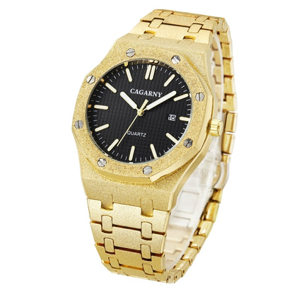 CAGARNY 6885 Octagonal Dial Quartz Dual Movement Watch Men Stainless Steel Strap Watch(Gold Shell Black Dial) - Metal Strap Watches by CAGARNY | Online Shopping South Africa | PMC Jewellery | Buy Now Pay Later Mobicred