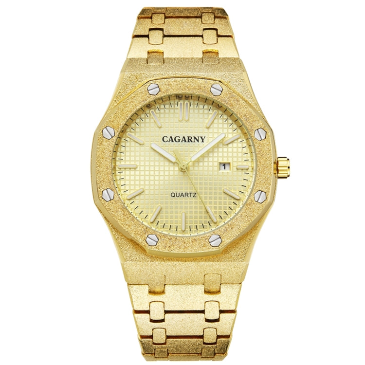 CAGARNY 6885 Octagonal Dial Quartz Dual Movement Watch Men Stainless Steel Strap Watch(Gold Shell Gold Dial) - Metal Strap Watches by CAGARNY | Online Shopping South Africa | PMC Jewellery | Buy Now Pay Later Mobicred