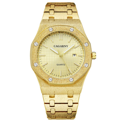 CAGARNY 6885 Octagonal Dial Quartz Dual Movement Watch Men Stainless Steel Strap Watch(Gold Shell Gold Dial) - Metal Strap Watches by CAGARNY | Online Shopping South Africa | PMC Jewellery | Buy Now Pay Later Mobicred