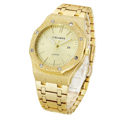 CAGARNY 6885 Octagonal Dial Quartz Dual Movement Watch Men Stainless Steel Strap Watch(Gold Shell Gold Dial) - Metal Strap Watches by CAGARNY | Online Shopping South Africa | PMC Jewellery | Buy Now Pay Later Mobicred