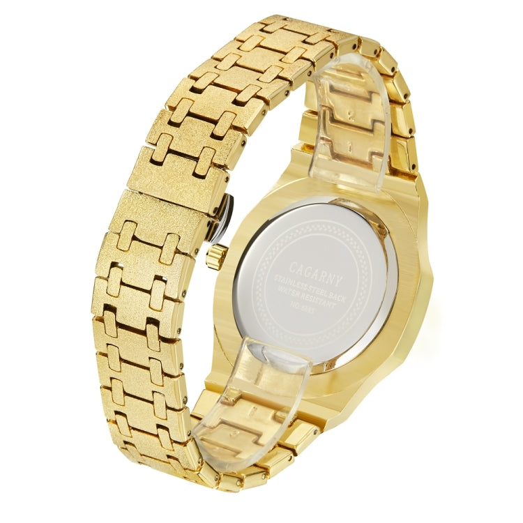 CAGARNY 6885 Octagonal Dial Quartz Dual Movement Watch Men Stainless Steel Strap Watch(Gold Shell Gold Dial) - Metal Strap Watches by CAGARNY | Online Shopping South Africa | PMC Jewellery | Buy Now Pay Later Mobicred