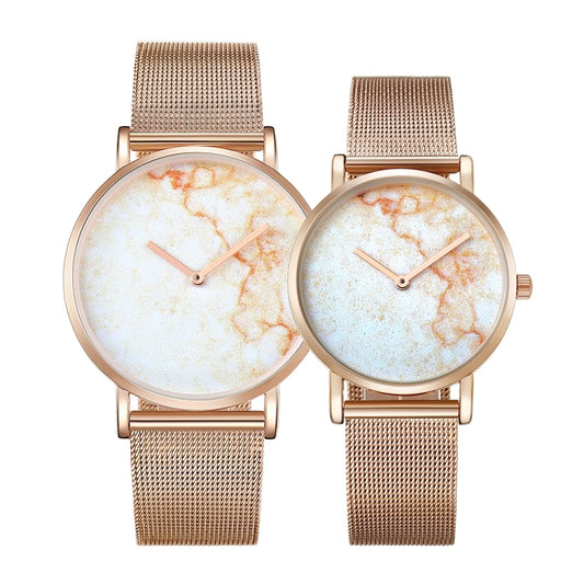 CAGARNY 6812 Round Dial Alloy Gold Case Fashion Couple Watch Men & Women Lover Quartz Watches with Stainless Steel Band - Couple Watches by CAGARNY | Online Shopping South Africa | PMC Jewellery | Buy Now Pay Later Mobicred