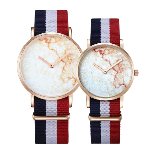 CAGARNY 6812 Round Dial Alloy Gold Case Fashion Couple Watch Men & Women Lover Quartz Watches with Nylon Band - Couple Watches by CAGARNY | Online Shopping South Africa | PMC Jewellery | Buy Now Pay Later Mobicred