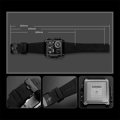 SKMEI 1391 Multifunctional Men Business Digital Watch 30m Waterproof Square Dial Wrist Watch with Leather Watchband(Black+Coffee) - Leather Strap Watches by SKMEI | Online Shopping South Africa | PMC Jewellery | Buy Now Pay Later Mobicred