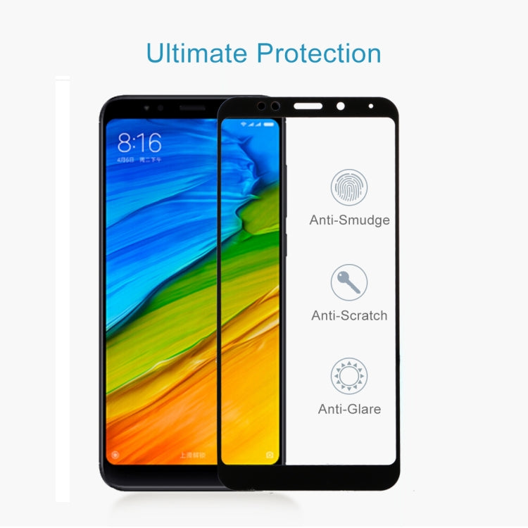 For Xiaomi  Redmi 5 Plus 9H Surface Hardness 2.5D Edge Anti-scratch Silk-screen Full Screen HD Tempered Glass Screen Protector (Black) -  by PMC Jewellery | Online Shopping South Africa | PMC Jewellery