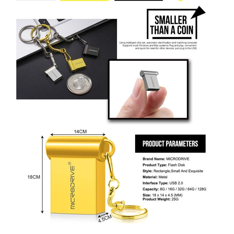 MicroDrive 32GB USB 2.0 Metal Mini USB Flash Drives U Disk (Grey) - USB Flash Drives by MicroDrive | Online Shopping South Africa | PMC TechLife | Buy Now Pay Later Mobicred