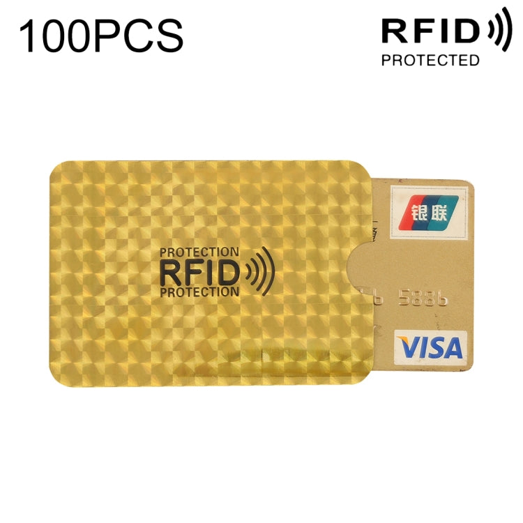 100pcs Aluminum Foil RFID Blocking Credit Card ID Bank Card Case Card Holder Cover, Size: 9 x 6.3cm(Golden Grid) - Antimagnetic RFID Package by PMC Jewellery | Online Shopping South Africa | PMC Jewellery | Buy Now Pay Later Mobicred