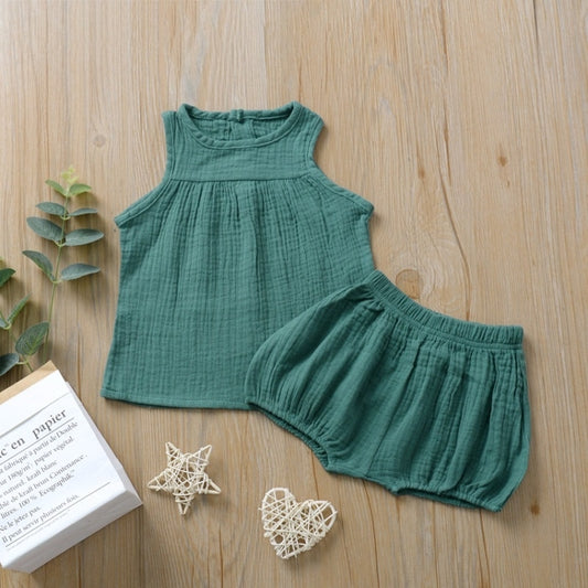 Children multicolor vest + big PP shorts two-piece suit (Color:Green Size:80) - Kids Clothing by PMC Jewellery | Online Shopping South Africa | PMC Jewellery